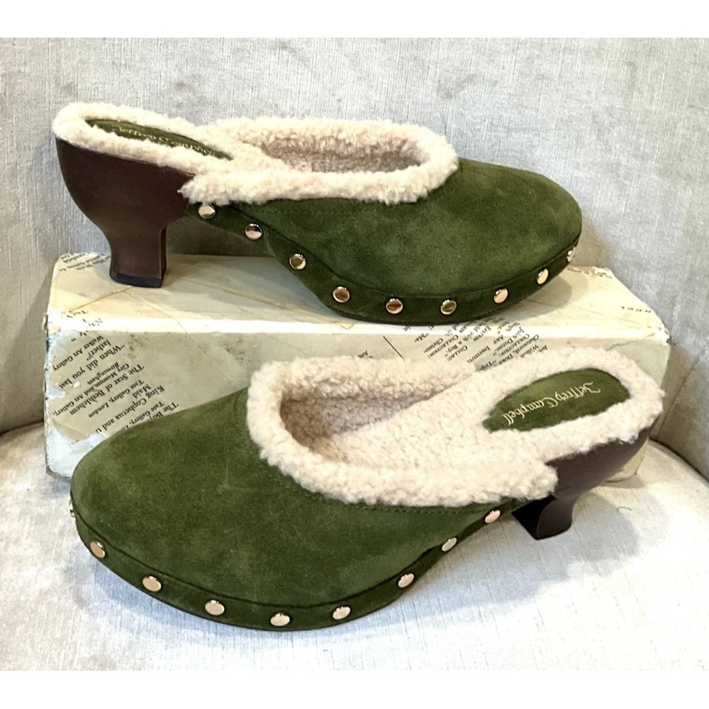 Free People Jeffrey Campbell Blakeney Mini Clog Faux Fur Olive Suede - Picture 5 of 7